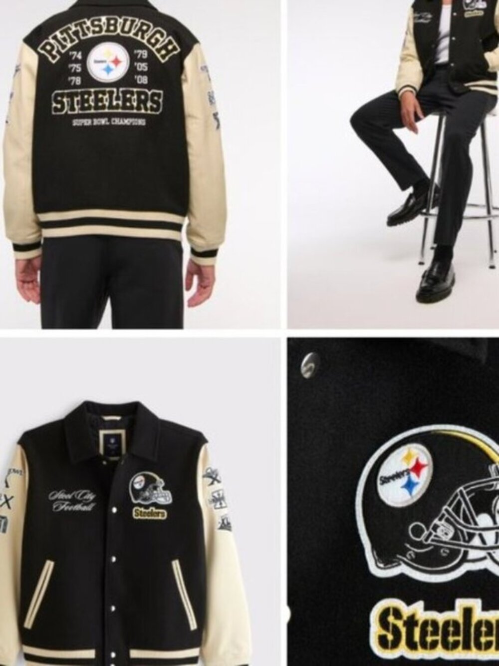 NWT Abercrombie & Fitch Pittsburgh Steelers Varsity Bomber Jacket Mens Small